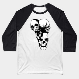 3 Head Skull Baseball T-Shirt